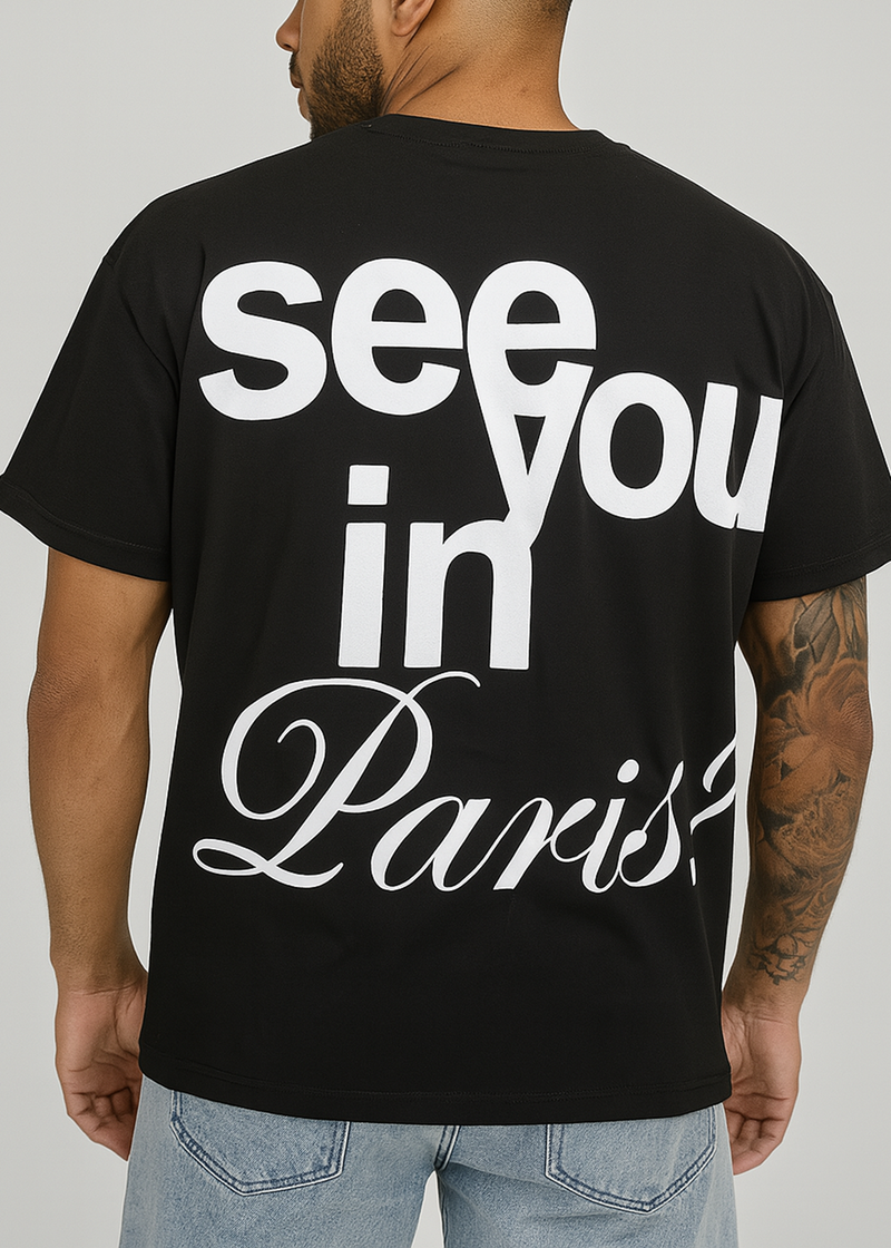 Κοντομάνικη μπλούζα GUF - Z-1215 - see you in Paris regular fit tee μαύρο