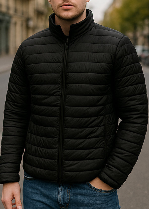 Ανδρικό ανοιξιάτικο μπουφάν GUF - ZH69_51# - simple puffer μαύρο