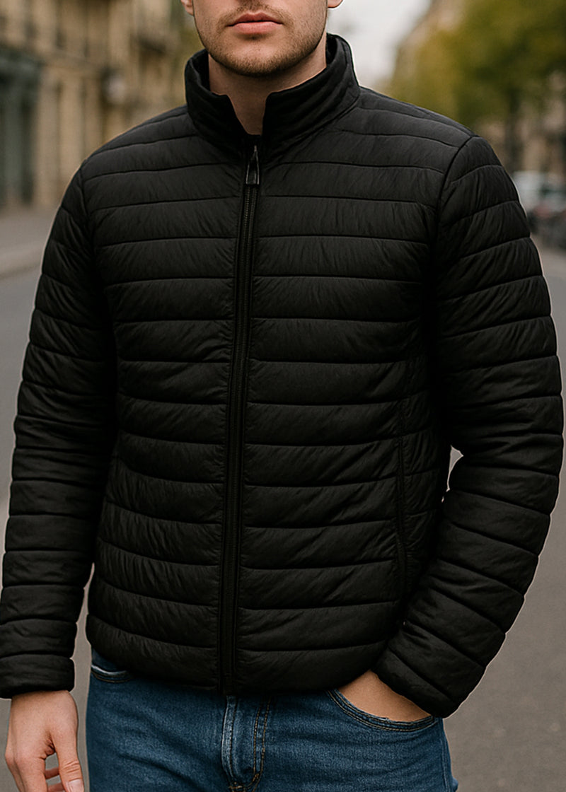 Ανδρικό ανοιξιάτικο μπουφάν GUF - ZH69_51# - simple puffer μαύρο
