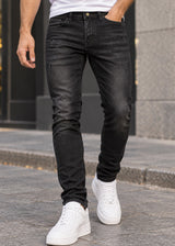 DAMAGED JEANS - Ανδρικό τζιν παντελόνι regular fit -Μαύρο ZR75L