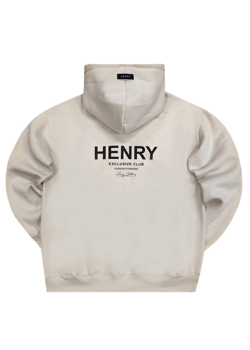 Ανδρικό φούτερ με κουκούλα Henry clothing - 3-663 - exclusive club logo μπεζ