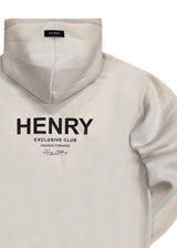 Ανδρικό φούτερ με κουκούλα Henry clothing - 3-663 - exclusive club logo μπεζ