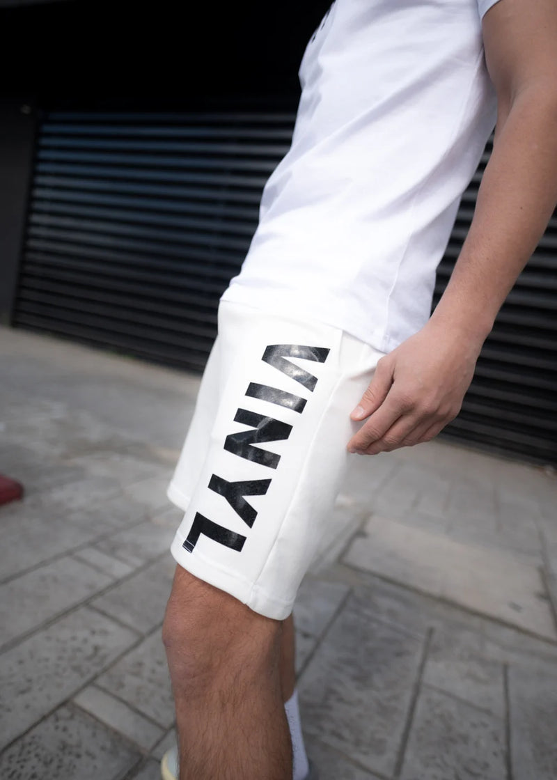 Ανδρική βερμούδα Vinyl art clothing - 04952-02 - logo print shorts λευκό