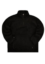 Ανδρικό φούτερ προβατάκι με zip λαιμού Gang - 3211 - sherpa fleece hoodie προβατάκι μαύρο