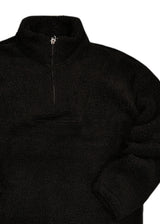 Ανδρικό φούτερ προβατάκι με zip λαιμού Gang - 3211 - sherpa fleece hoodie προβατάκι μαύρο