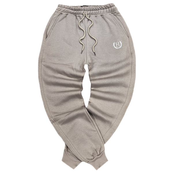 Ανδρική φόρμα Henry clothing - 6-611 - emblem logo sweatpants γκρι μπεζ