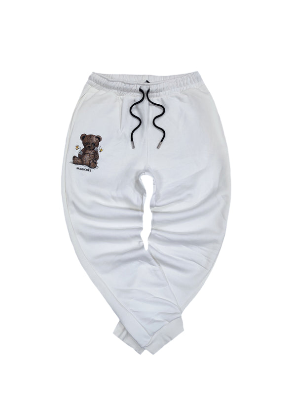 Ανδρική φόρμα Magic bee - MB24405 - glossy bear logo pants λευκό