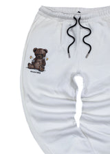 Ανδρική φόρμα Magic bee - MB24405 - glossy bear logo pants λευκό