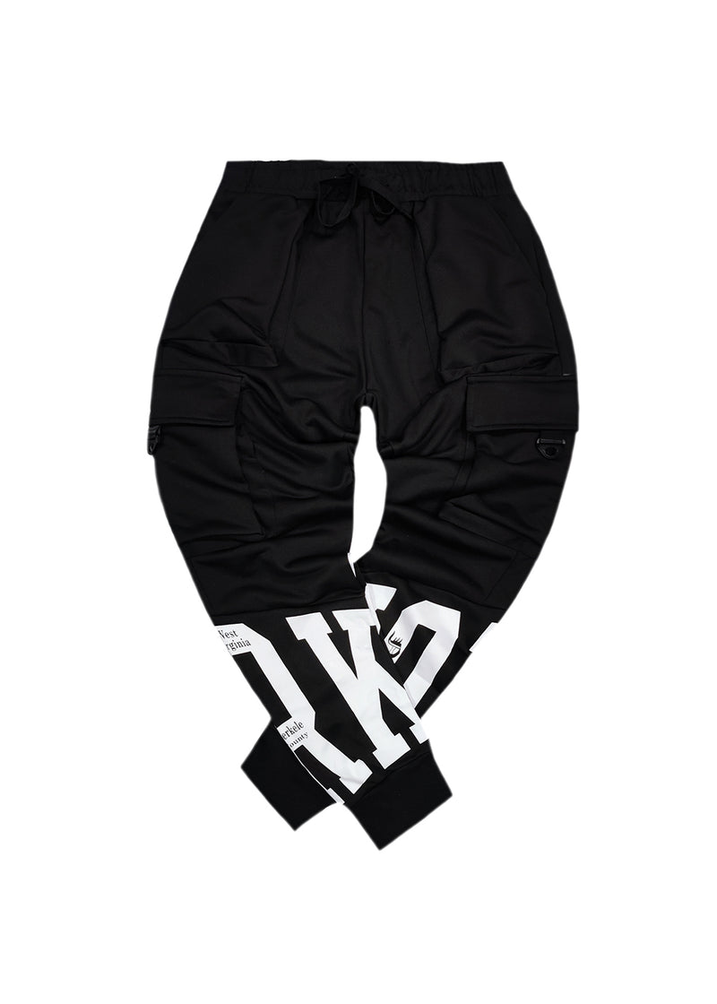 Ανδρική φόρμα Gang - QS9056 - city name cargo pants μαύρο