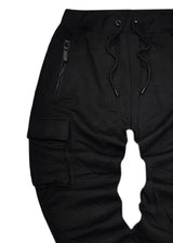 Ανδρική φόρμα χωρίς χνούδι Gang - Y-188B# - pattern cargo pants μαύρο