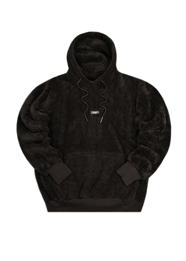 Ανδρική φούτερ με κουκούλα New wave clothing - 232-38 - patch sherpa design hoodie μαύρο