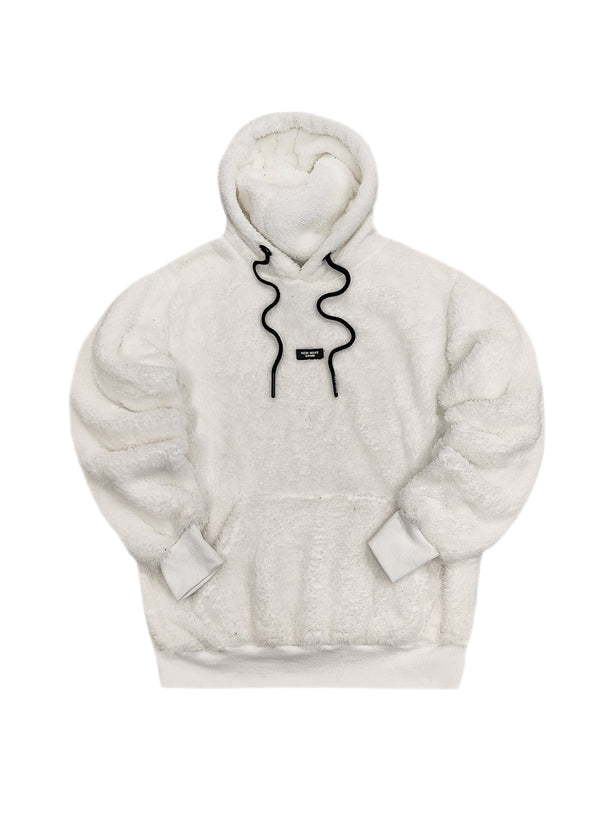 Ανδρική φούτερ με κουκούλα New wave clothing - 232-38 - patch sherpa design hoodie λευκό