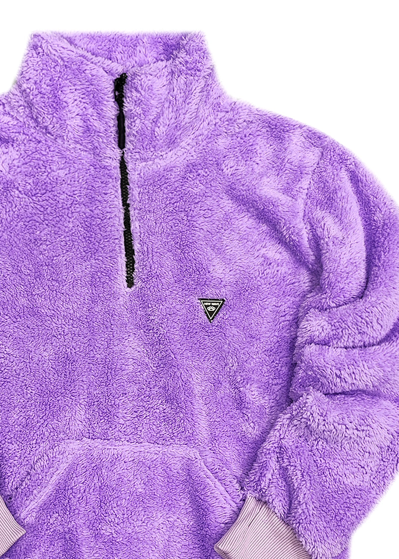 Ανδρική φούτερ με κολάρο New wave clothing - 232-39 - half zip sherpa design λιλά