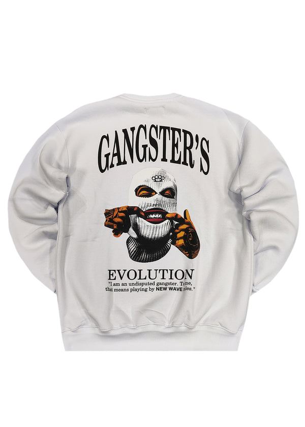 Ανδρικό φούτερ New wave clothing - 242-19 - gangsters evolution λευκό