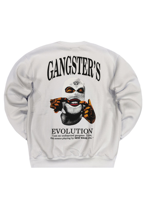 Ανδρικό φούτερ New wave clothing - 242-19 - gangsters evolution λευκό