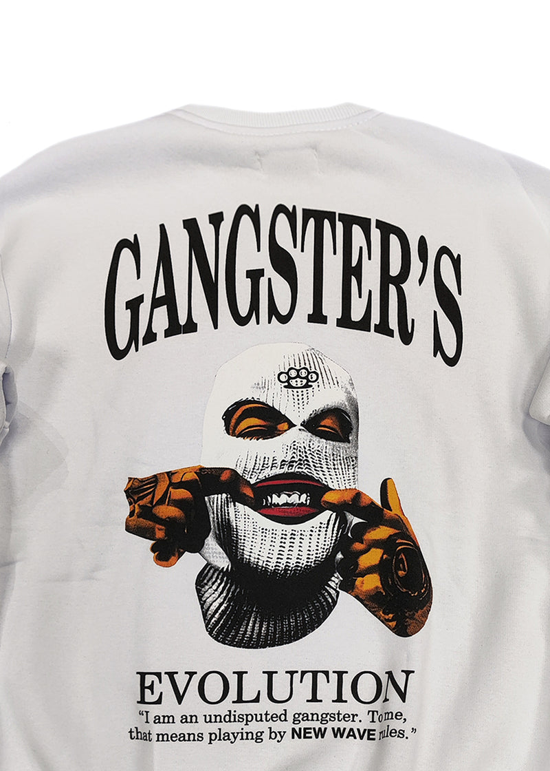 Ανδρικό φούτερ New wave clothing - 242-19 - gangsters evolution λευκό