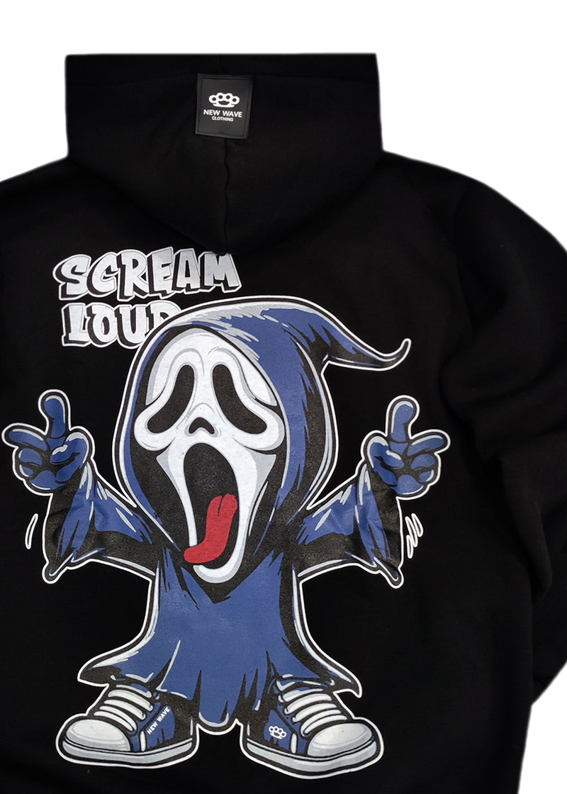 Ανδρική φούτερ με κουκούλα New wave clothing - 242-51 - scream logo μαύρο