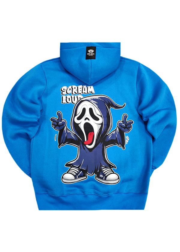 Ανδρική φούτερ με κουκούλα New wave clothing - 242-51 - scream logo γαλάζιο