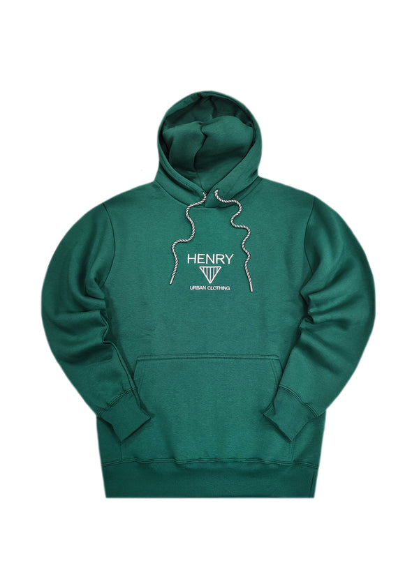 Ανδρικό φούτερ με κουκούλα  Henry clothing - 3-651 - hoodie triangle logo πράσινο