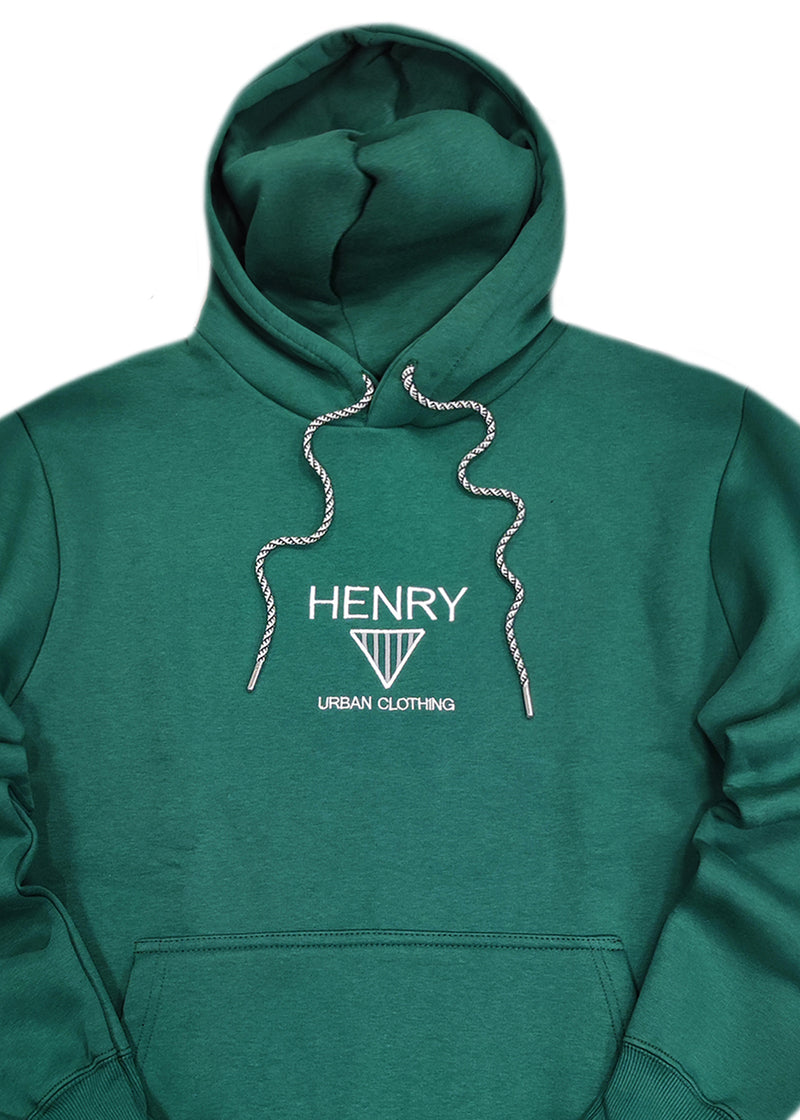 Ανδρικό φούτερ με κουκούλα  Henry clothing - 3-651 - hoodie triangle logo πράσινο