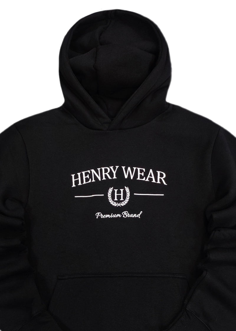 Ανδρικό φούτερ με κουκούλα Henry clothing - 3-654 - hoodie round logo μαύρο