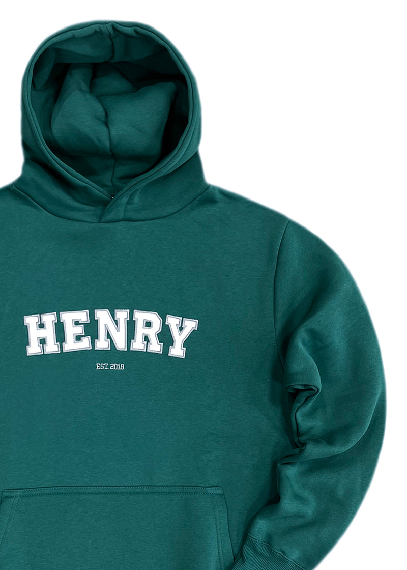 Ανδρικό φούτερ με κουκούλα Henry clothing - 3-656 - hoodie logo πράσινο