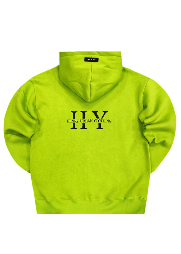 Ανδρικό φούτερ με κουκούλα Henry clothing - 3-661 - back logo hoodie λαχανί