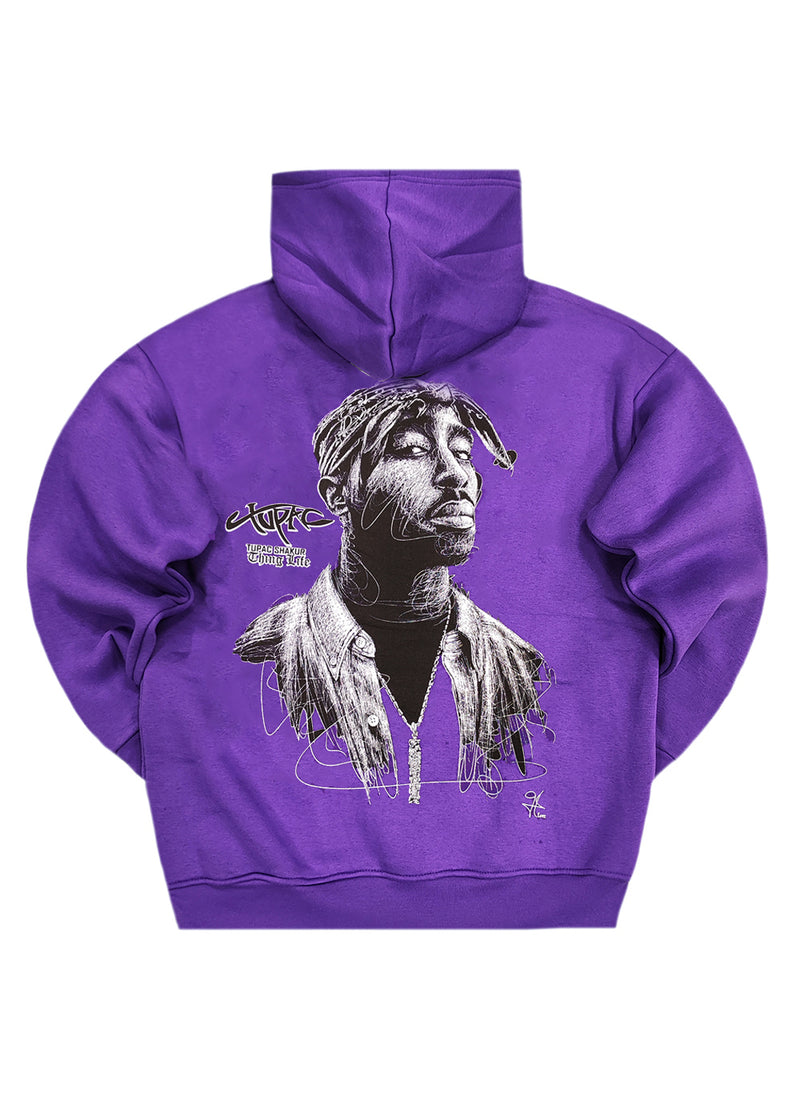 Ανδρικό φούτερ με κουκούλα GUF - CH-110 - tupac shakur hoodie μωβ