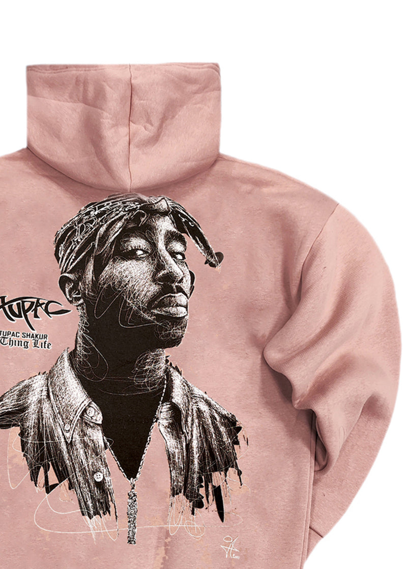 Ανδρικό φούτερ με κουκούλα GUF - CH-110 - tupac shakur hoodie σομόν