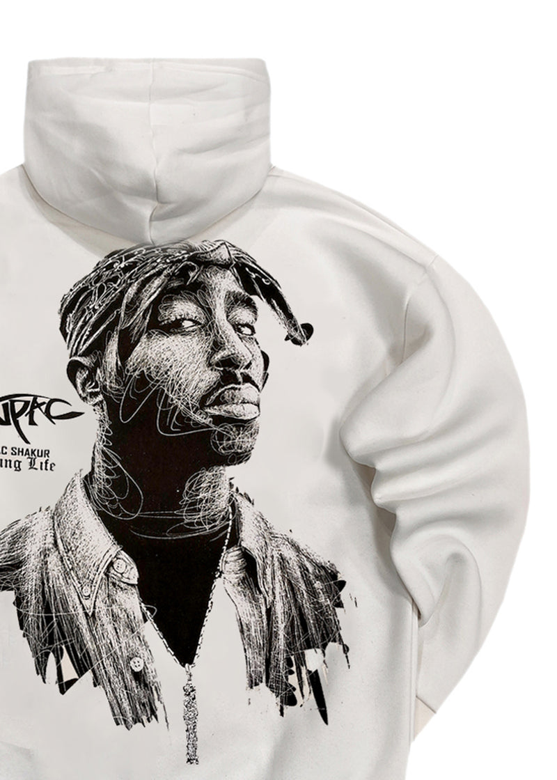 Ανδρικό φούτερ με κουκούλα GUF - CH-110 - tupac shakur hoodie λευκό