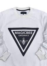 Ανδρικό μακρυμάνικο φούτερ Magicbee - MB24510 - triangle logo λευκό