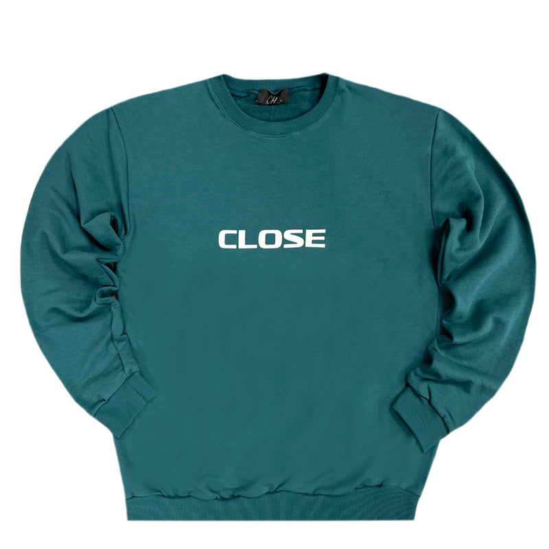 Ανδρικό φούτερ Close society - W22-904- white logo crewneck - πετρόλ