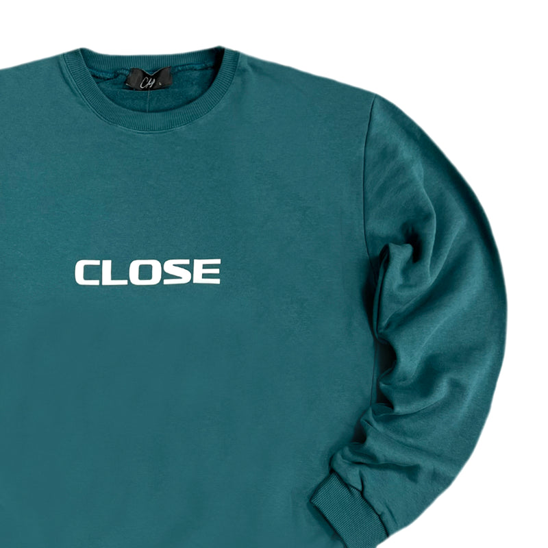 Ανδρικό φούτερ Close society - W22-904- white logo crewneck - πετρόλ