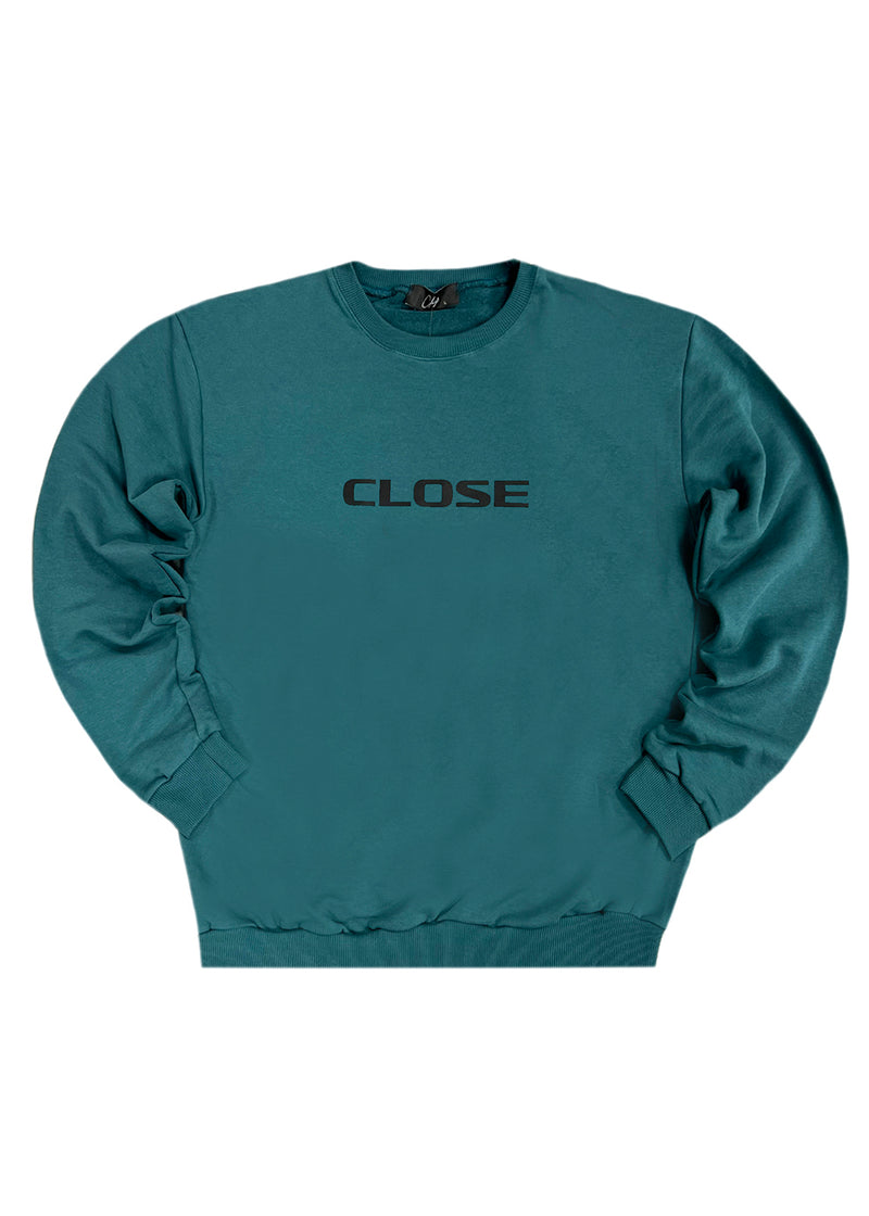 Ανδρικό φούτερ Close society - W22-905- black logo crewneck - πετρόλ