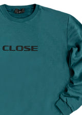 Ανδρικό φούτερ Close society - W22-905- black logo crewneck - πετρόλ