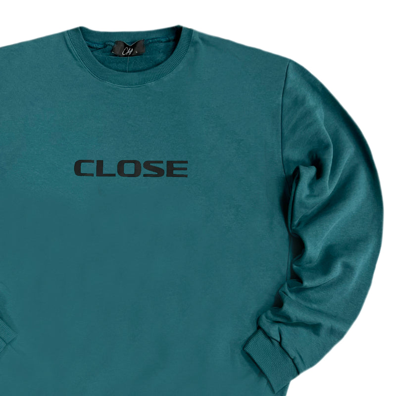 Ανδρικό φούτερ Close society - W22-905- black logo crewneck - πετρόλ