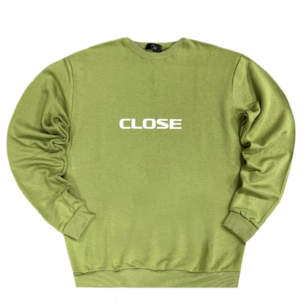 Ανδρικό φούτερ Close society - W22-906- white logo crewneck - λαχανί