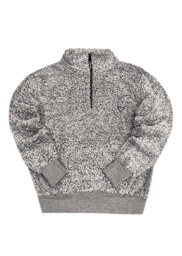 Ανδρική φούτερ με κολάρο New wave clothing - 232-39 - half zip sherpa design γκρι