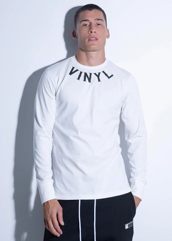 Ανδρικό μακρυμάνικο Vinyl art clothing - 12430-02 - graphic crew λευκό