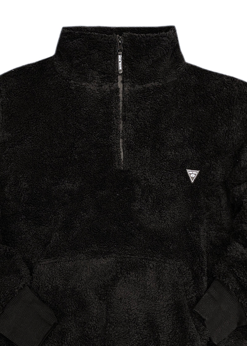 Ανδρική φούτερ με κολάρο New wave clothing - 232-39 - half zip sherpa design μαύρο