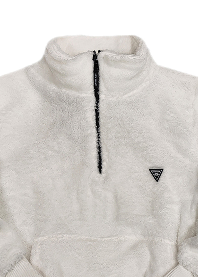 Ανδρική φούτερ με κολάρο New wave clothing - 232-39 - half zip sherpa design λευκό