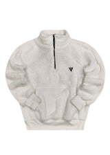 Ανδρική φούτερ με κολάρο New wave clothing - 232-39 - half zip sherpa design λευκό