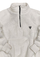 Ανδρική φούτερ με κολάρο New wave clothing - 232-39 - half zip sherpa design λευκό