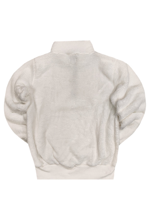 Ανδρική φούτερ με κολάρο New wave clothing - 232-39 - half zip sherpa design λευκό