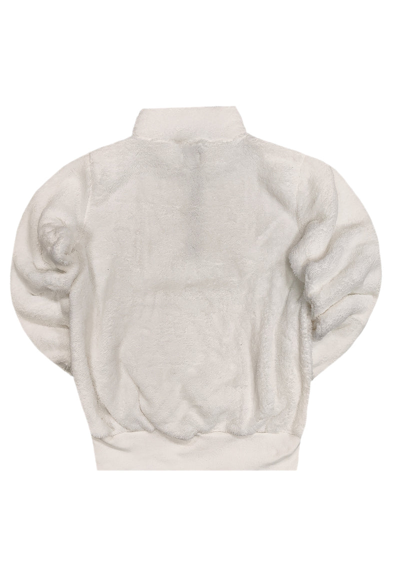 Ανδρική φούτερ με κολάρο New wave clothing - 232-39 - half zip sherpa design λευκό