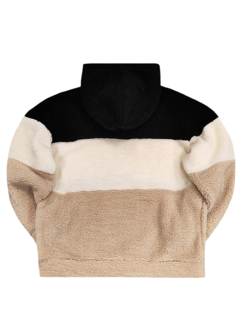 Ανδρικό φούτερ προβατάκι με κουκούλα Gang - 3212 - sherpa fleece hoodie reverse multicolor μαύρο