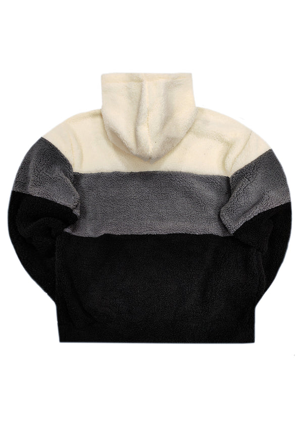 Ανδρικό φούτερ προβατάκι με κουκούλα Gang - 3212 - sherpa fleece hoodie multicolor μαύρο