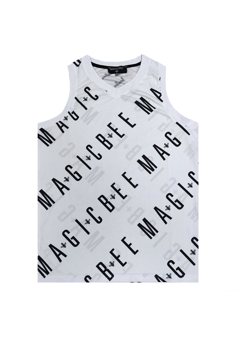 Ανδρική αμάνικη μπλούζα Magic bee - MB2416 - dri-fit detail λευκό