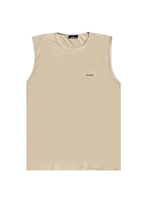 Αμάνικη Μπλούζα Close society - S24-800 - simple sleeveless tee μπεζ