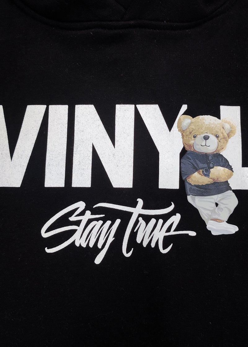 Μακρυμάνικο φούτερ με κουκούλα Vinyl art clothing - 17520-01 - teddy bear μαύρο